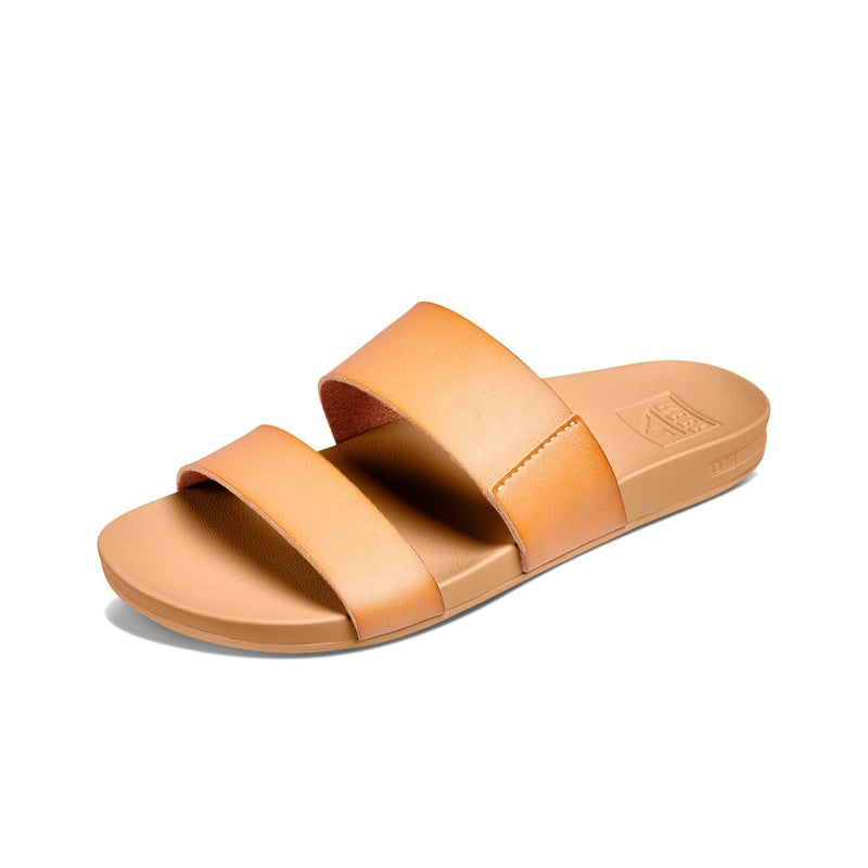 Reef Cushion Vista Womens Fashion Slide Sandal, Vegan Leather Strap, Ultra Soft Cushion Footbed, Natural, 6 - Image 1